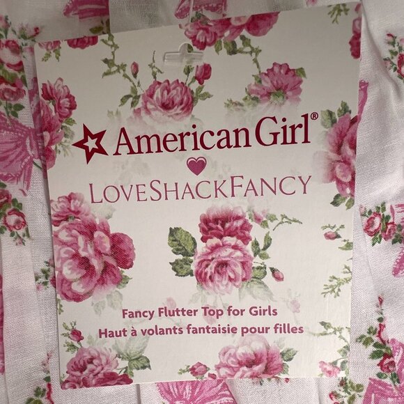 American Girl LoveshackFancy Pink Bow & Floral Flutter Sleeve Top - NWT - Picture 9 of 10